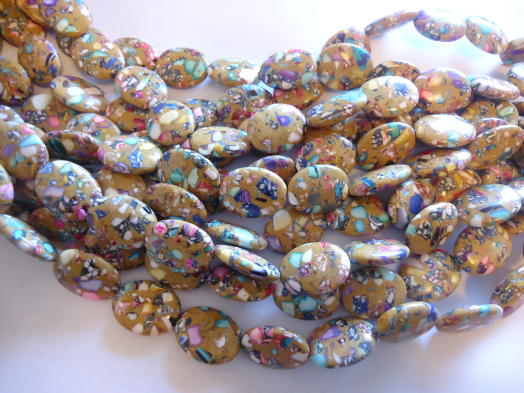 (image for) Brown multi colored mosaic beads #QB1171
